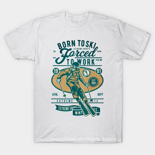 Born To Ski extreme sport T-Shirt by Tempe Gaul